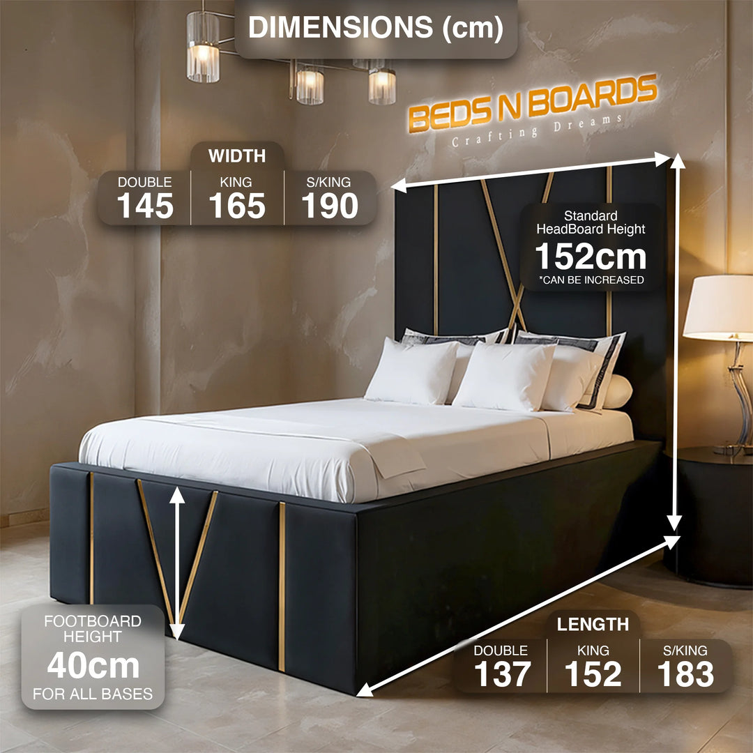 Versailles Luxury Upholstered Bed Frame with Ottoman Storage Optional