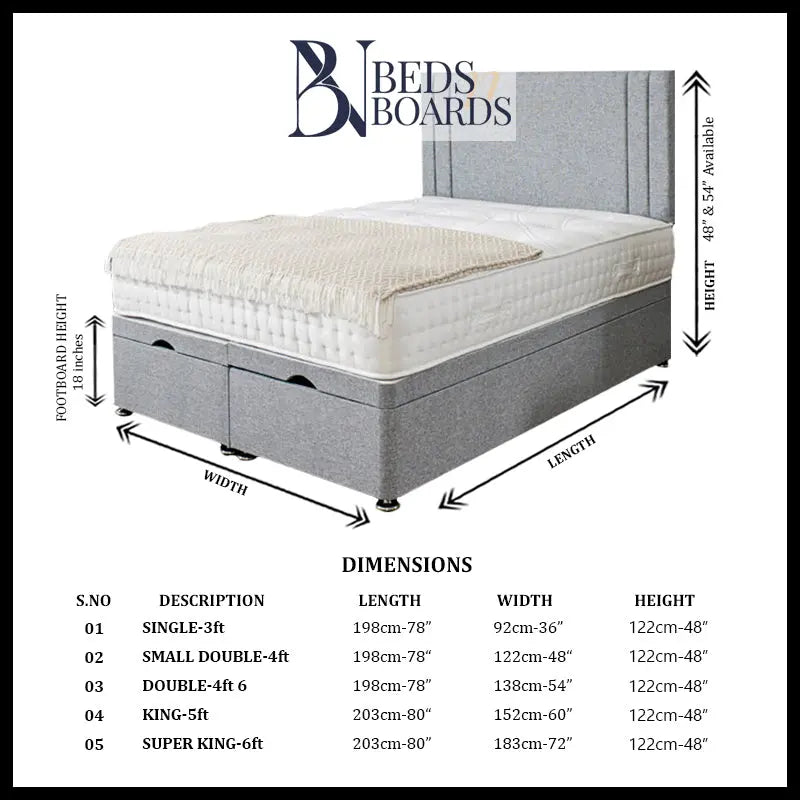 Savannah Liner Ottoman Divan Bed BedsnBoards