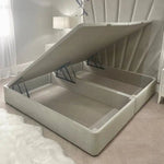 Load image into Gallery viewer, Smoke Velvet Sunrise Ottoman Divan Bed Base - BedsnBoards