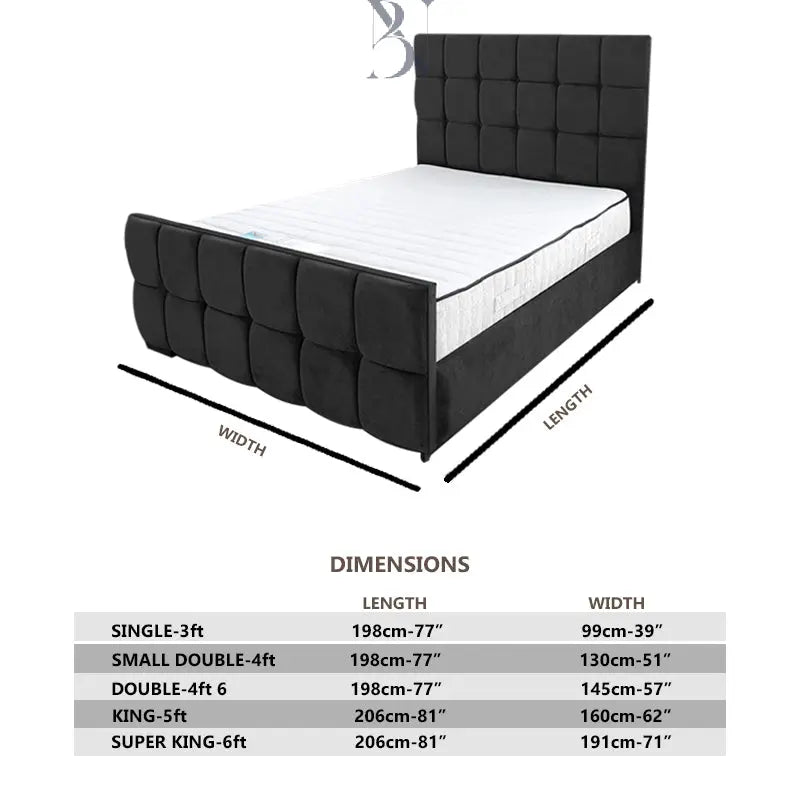 Andorra la Vella Cubed Upholstered Bed - BedsnBoards