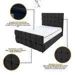 Load image into Gallery viewer, Andorra la Vella Cubed Upholstered Bed - BedsnBoards
