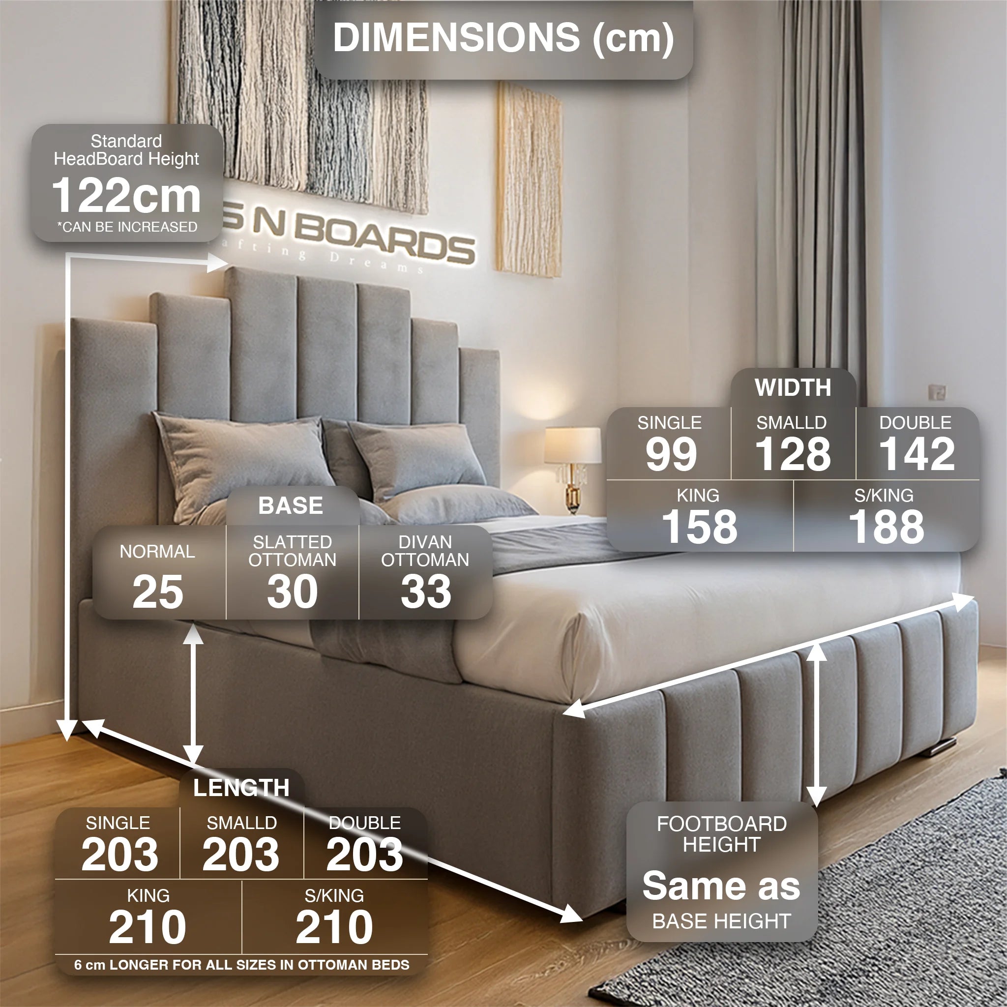2025 Deco Royale Bed Frame with Optional Ottoman Storage