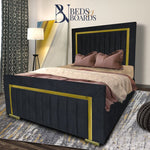 Load image into Gallery viewer, 2025 Windsor Luxury Bed – Gold Accent Panels - BedsnBoards
