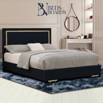 Load image into Gallery viewer, 2025 Vienna Luxury Bed – Gold Panel Design - BedsnBoards
