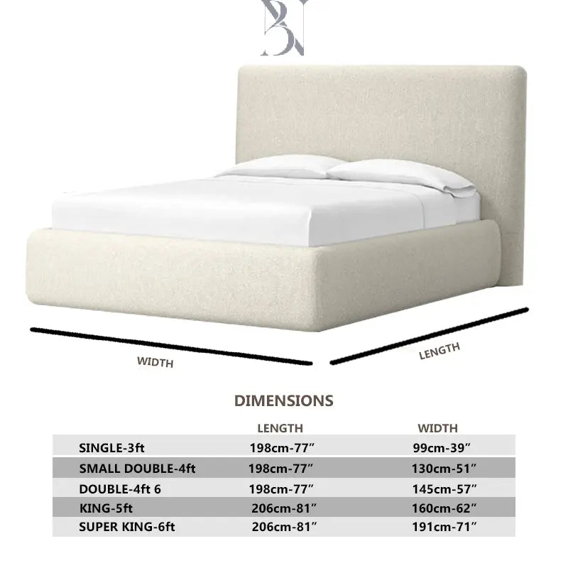 Beautiful Diana Boucle Teddy Beer Cream Luxury Bed - BedsnBoards