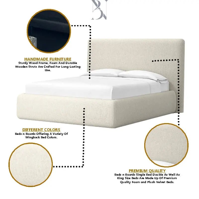 Beautiful Diana Boucle Teddy Beer Cream Luxury Bed - BedsnBoards