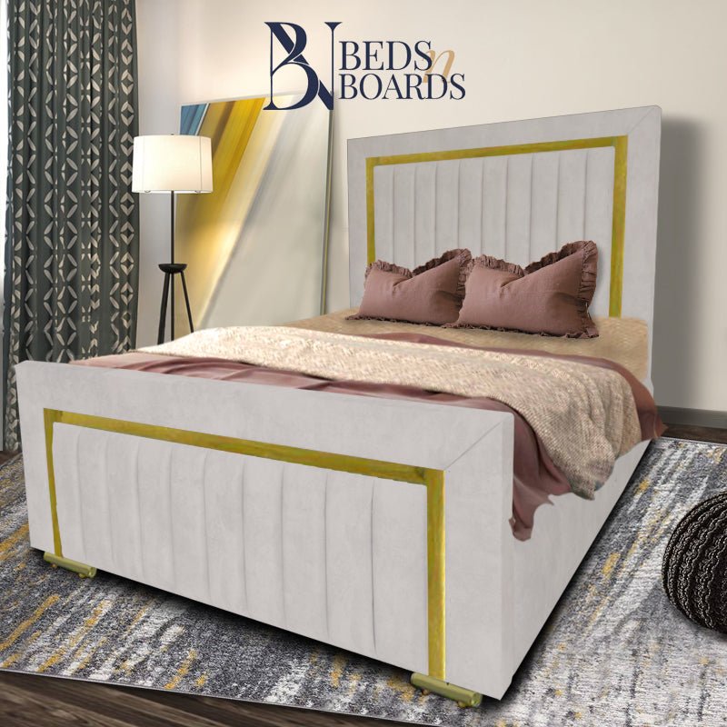 2025 Windsor Luxury Bed – Gold Accent Panels - BedsnBoards