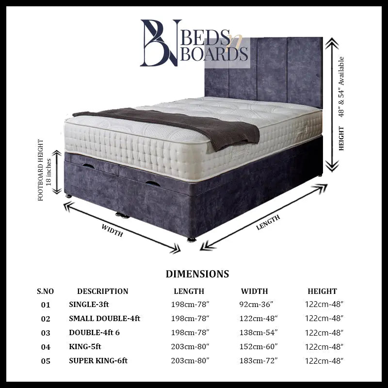 Cardiff Ottoman Divan Bed BedsnBoards