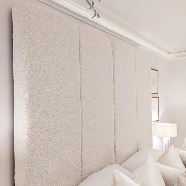 Cascade Cream Boucle Luxury Panelled Bed - BedsnBoards