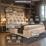 Load image into Gallery viewer, 2025 Marlowe Opulence Bed Frame – HexaGold Headboard Design with Optional Ottoman Storage
