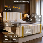 Load image into Gallery viewer, Golden Strip Panelled upholstered Premium bed Frame

