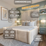 Load image into Gallery viewer, 2025 Empire Luxury High Headboard Bed Frame (2-Piece Design) – Upholstered Bed with Optional Ottoman Storage

