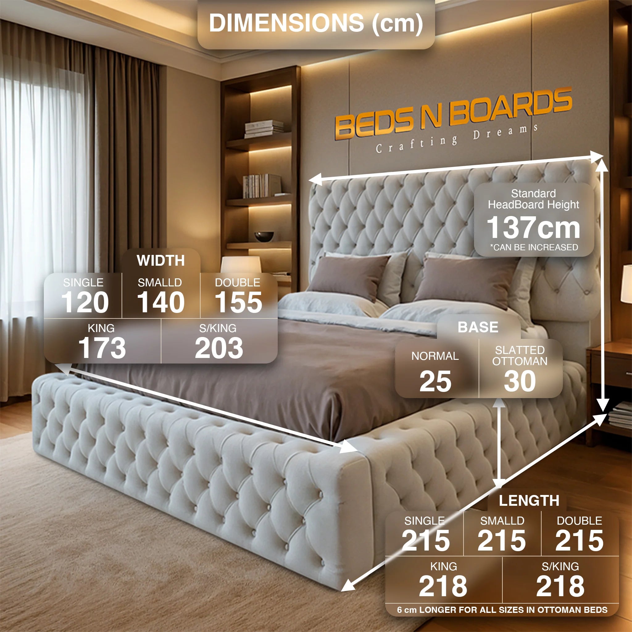 2025 Regent Ambassador Luxury Bed Frame with Optional Ottoman Storage