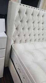 Load image into Gallery viewer, Marilyn Wingback Upholstered Bed - BedsnBoards
