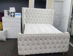 Load image into Gallery viewer, Marilyn Wingback Upholstered Bed - BedsnBoards
