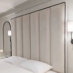 Load image into Gallery viewer, Luxury Mercer Cream Velvet Bed – Panelled Frame with Black Piping - BedsnBoards

