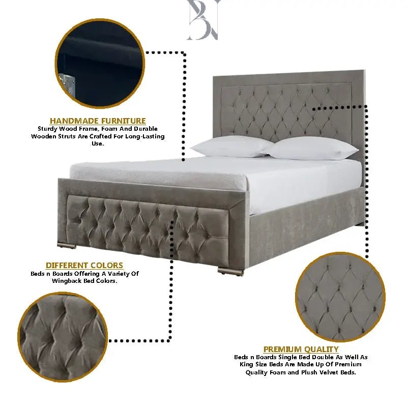 Milano Plain Border Luxury Bed - BedsnBoards