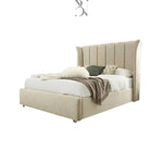 Load image into Gallery viewer, Madrid Wingback Curved Dotted Bed - BedsnBoards

