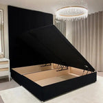 Load image into Gallery viewer, Noir Black Velvet Ottoman Divan Bed Base - BedsnBoards
