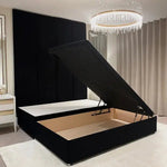 Load image into Gallery viewer, Noir Black Velvet Ottoman Divan Bed Base - BedsnBoards
