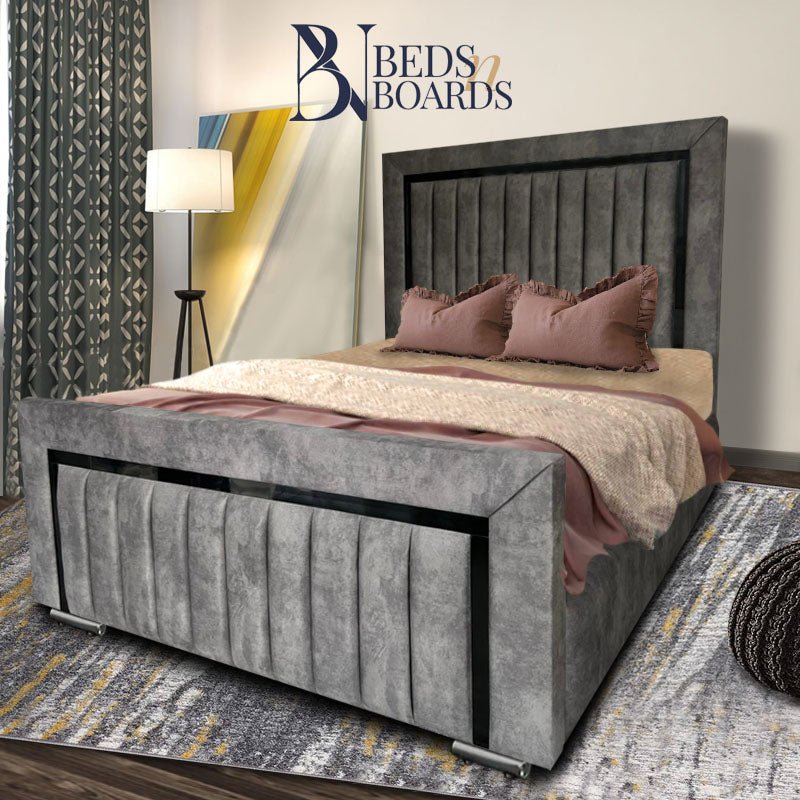 2025 Windsor Luxury Bed – Gold Accent Panels - BedsnBoards