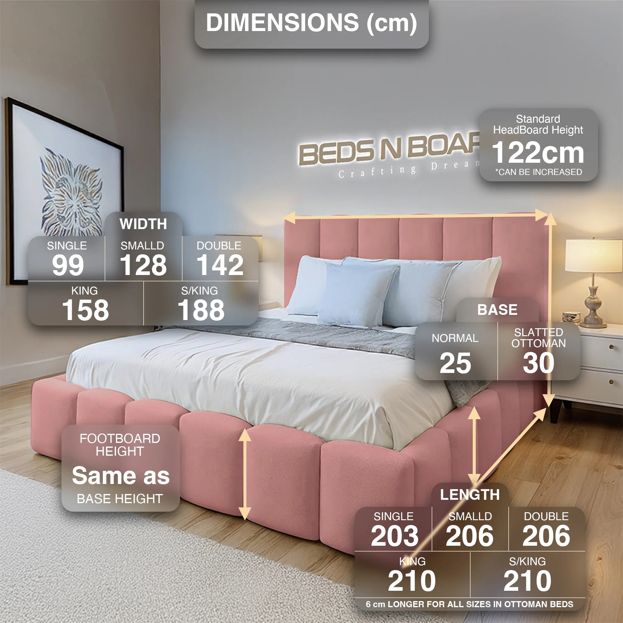 2025 Camden Luxe Bed – Padded Cloud Frame with Optional Storage