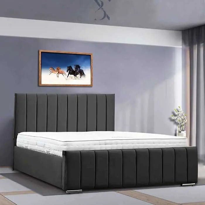 Pristina Panelled Upholstered Bed - BedsnBoards