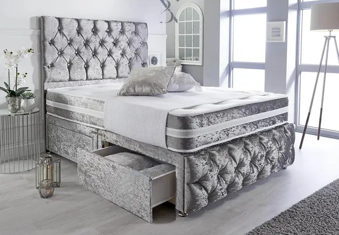 Luxury Queen Size Divan Bed Set – Complete with Headboard - BedsnBoards