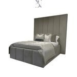 Load image into Gallery viewer, Rosie Panelled Upholstered Bed Frame - BedsnBoards
