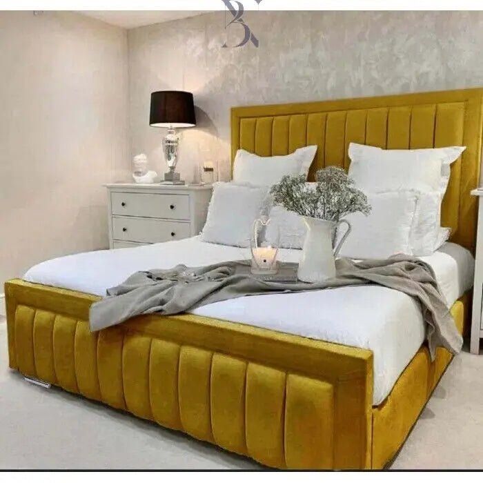 Stylish New Elegant Milano Upholstered Bed - BedsnBoards