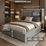 Load image into Gallery viewer, 2025 Langham Wingback Luxury Upholstered Bed Frame – Velvet &amp; Crushed Velvet Options with Ottoman Storage
