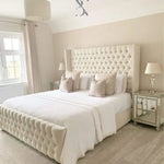 Load image into Gallery viewer, COAL Winged Chesterfield Luxury Velvet Upholstered Bed - BedsnBoards
