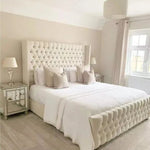 Load image into Gallery viewer, COAL Winged Chesterfield Luxury Velvet Upholstered Bed - BedsnBoards
