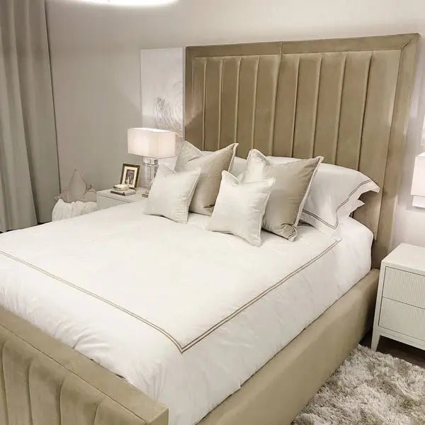 Yves Coffee Premium Panelled Bed - BedsnBoards