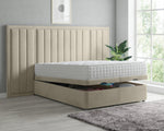 Load image into Gallery viewer, Barnie Panel Extended Headboard Ottoman Storage Bed - BedsnBoards
